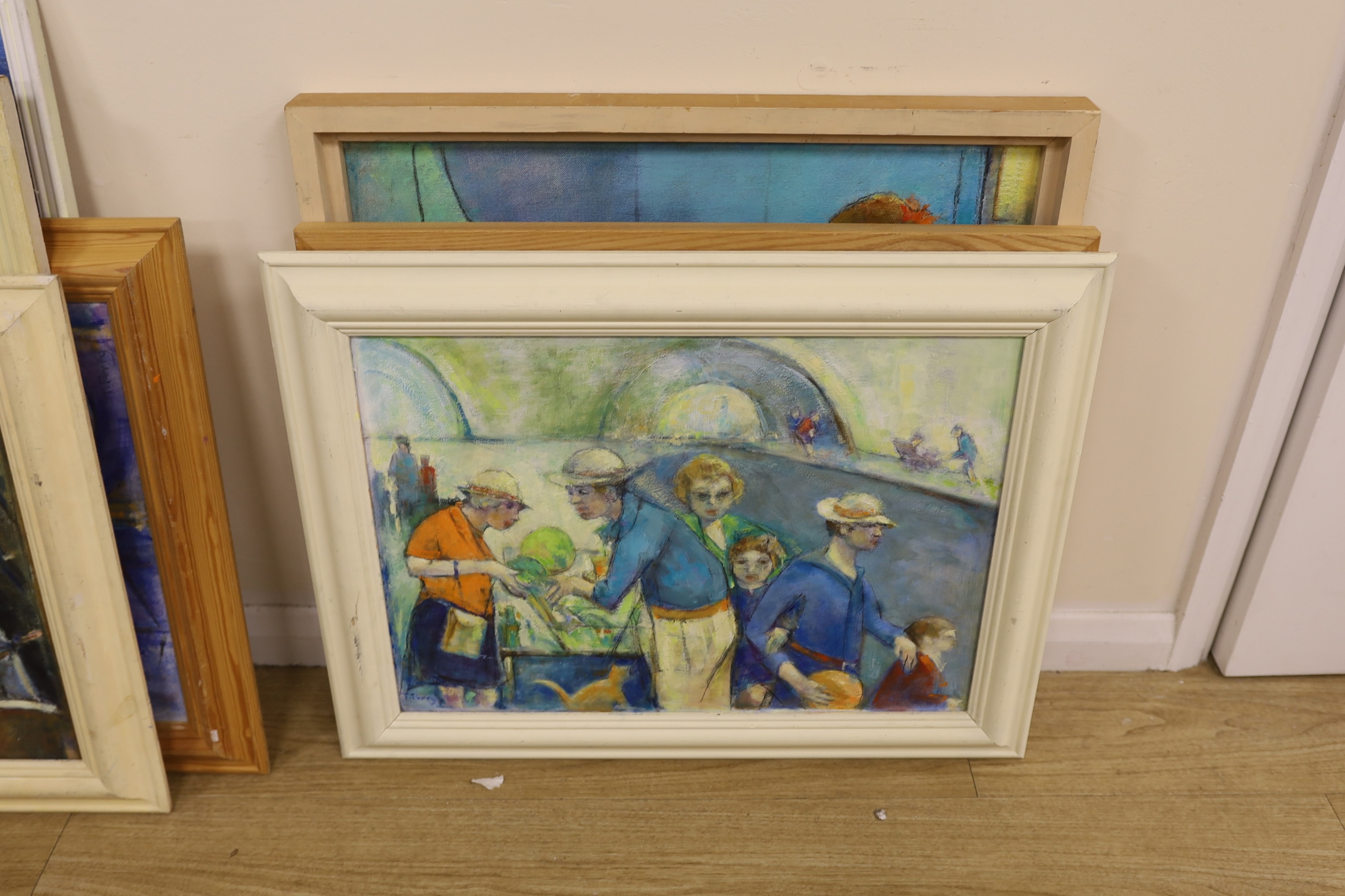 Terry Perry, four oils on board, Assorted figure studies, largest 55 x 56cm. Condition - good, some surface dirt